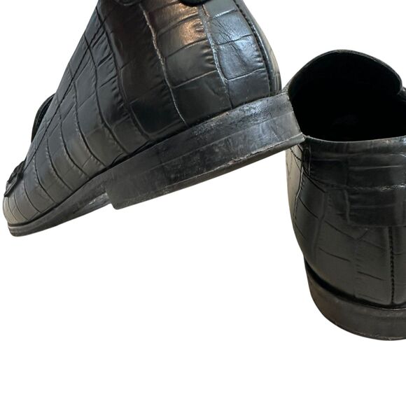 Jenni Kayne Crocodile Embossed Loafers Black Size 37 / US 6.5-7 - Picture 5 of 12